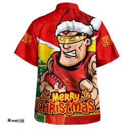 Amazing Aussie Gold Coast SUNS Santa Scoring Touchdown On Christmas Game Day Hawaiian Shirt