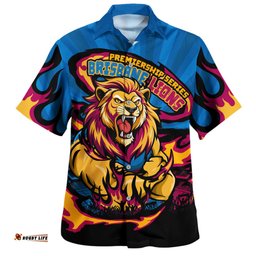 Amazing Aussie Brisbane Lions Premiership Series Flame Edition Hawaiian Shirt