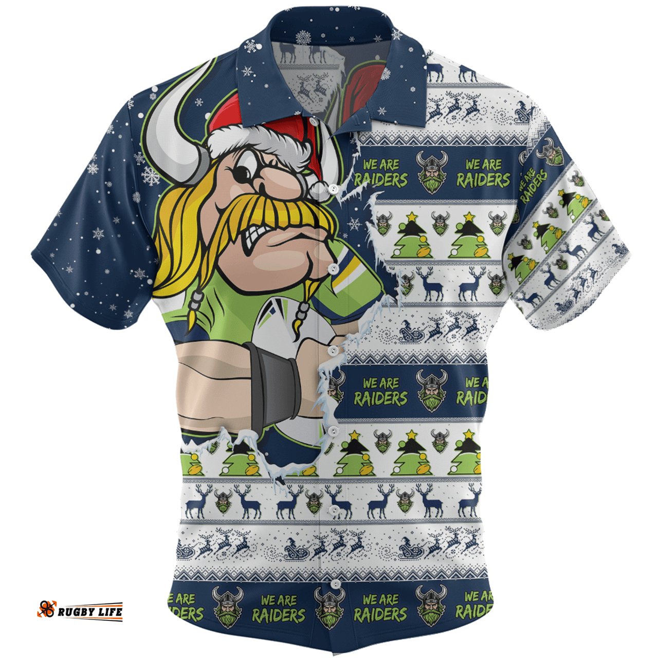 Amazing Aussie Canberra Raiders Merry Christmas Our Beloved Team Scratch Style Hawaiian Shirt