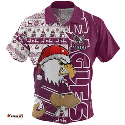Amazing Aussie Manly Warringah Sea Eagles Merry Ugly Xmas Nordic Pattern Style Hawaiian Shirt