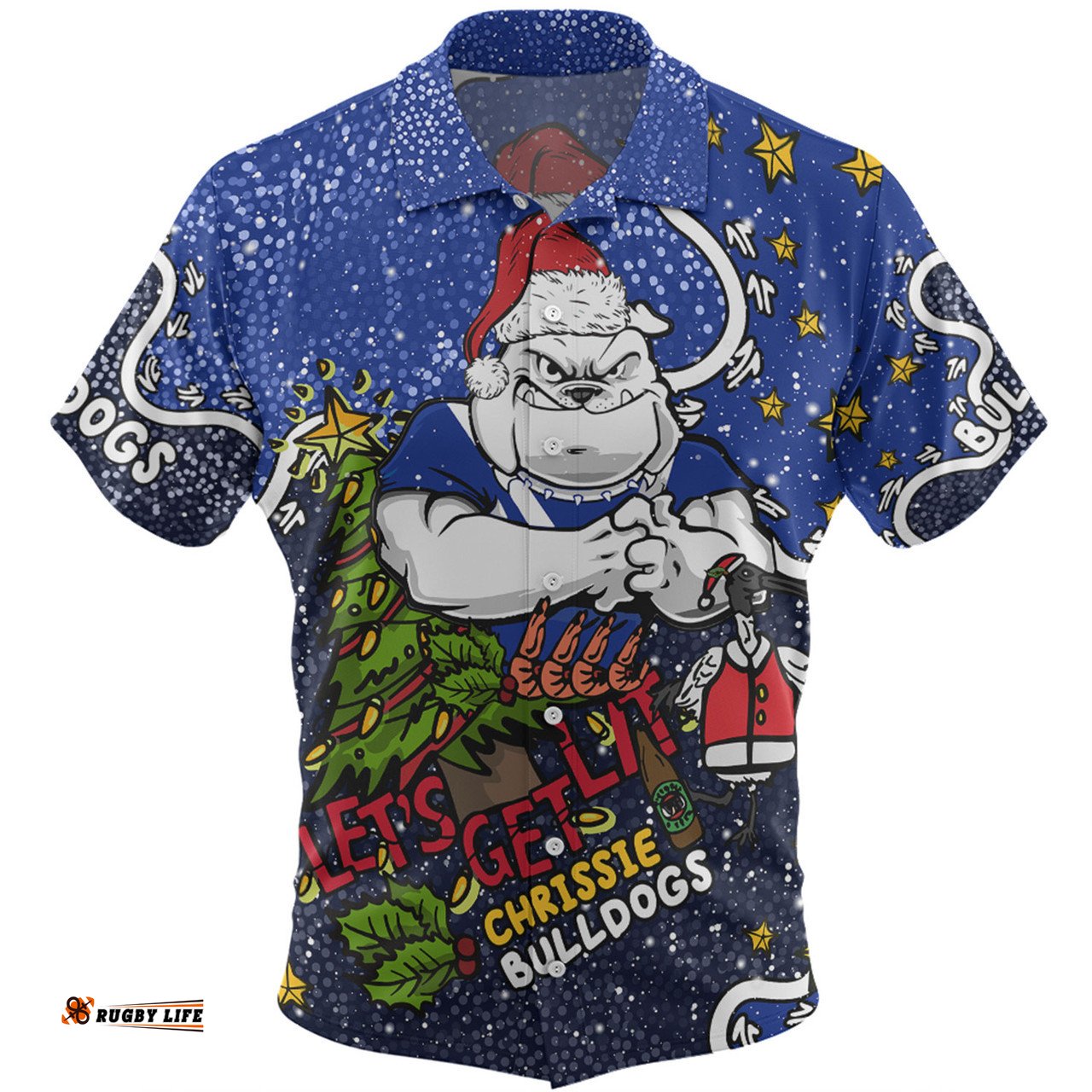 Amazing Aussie Canterbury Bankstown Bulldogs Christmas Custom Let's Get Lit Chrisse Pressie Hawaiian Shirt