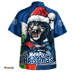 Amazing Aussie Geelong Cats Santa Scoring Touchdown On Christmas Game Day Hawaiian Shirt