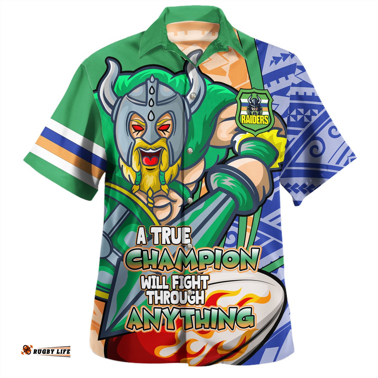 Amazing Aussie Canberra Raiders Grand Final A True Champion Will Fight Through Anything With Polynesian Patterns Hawaiian Shirt