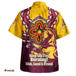 Amazing Aussie Brisbane Broncos Aboriginal Inspired Naidoc Symbol Pattern Hawaiian Shirt