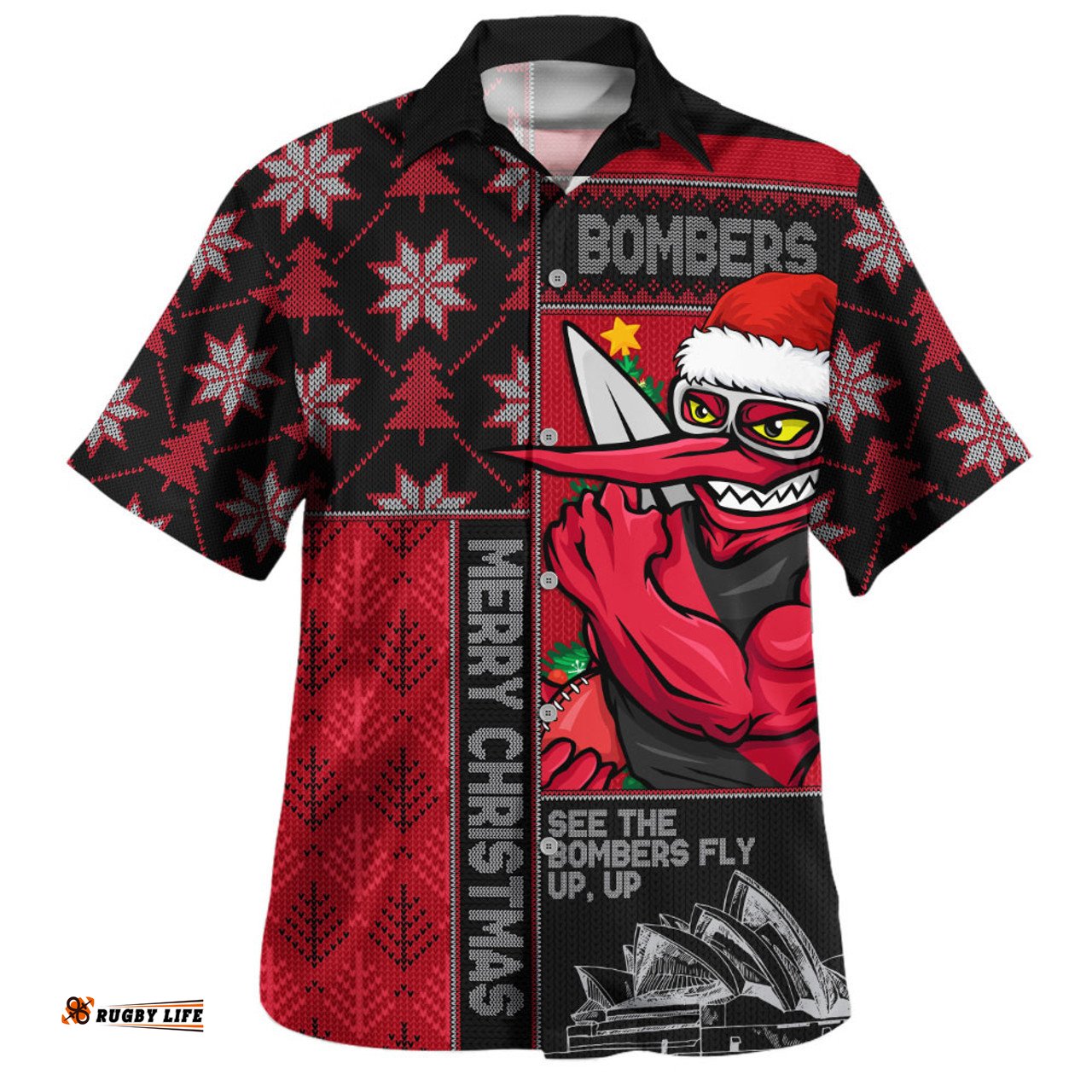 Amazing Aussie Essendon Merry Christmas Knit Style Festive Spirit Hawaiian Shirt