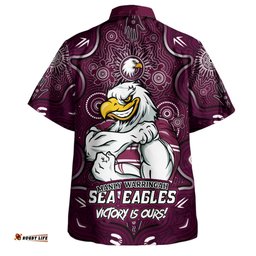 Amazing Aussie Manly Warringah Sea Eagles Aboriginal Pattern Inspired Victory Is Ours Hawaiian Shirt
