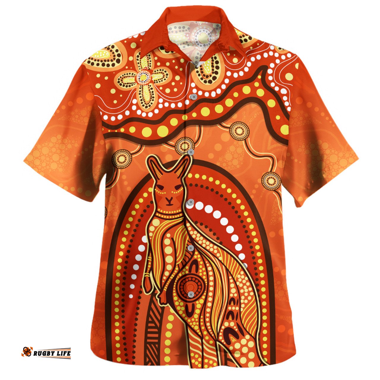Amazing Aussie Indigenous Australian Aboriginal Kangaroo Dreaming Outback Spirit Edition Orange Hawaiian Shirt