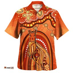 Amazing Aussie Indigenous Australian Aboriginal Kangaroo Dreaming Outback Spirit Edition Orange Hawaiian Shirt