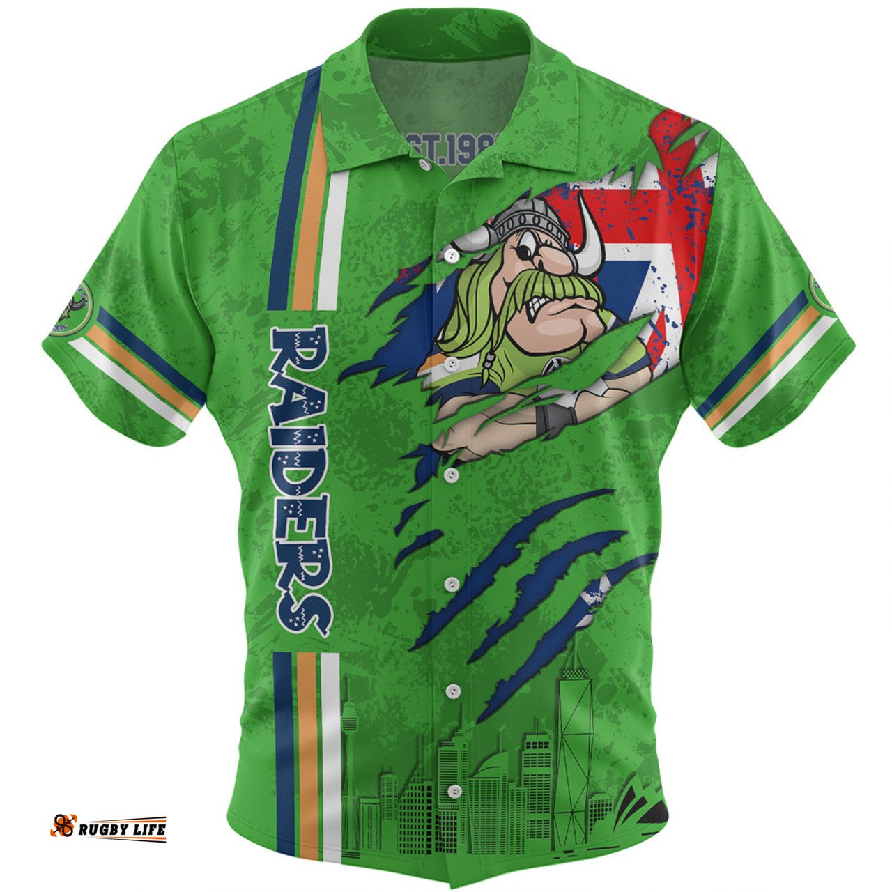 Amazing Aussie Canberra Raiders Happy Australia Day Flag Scratch Style Hawaiian Shirt