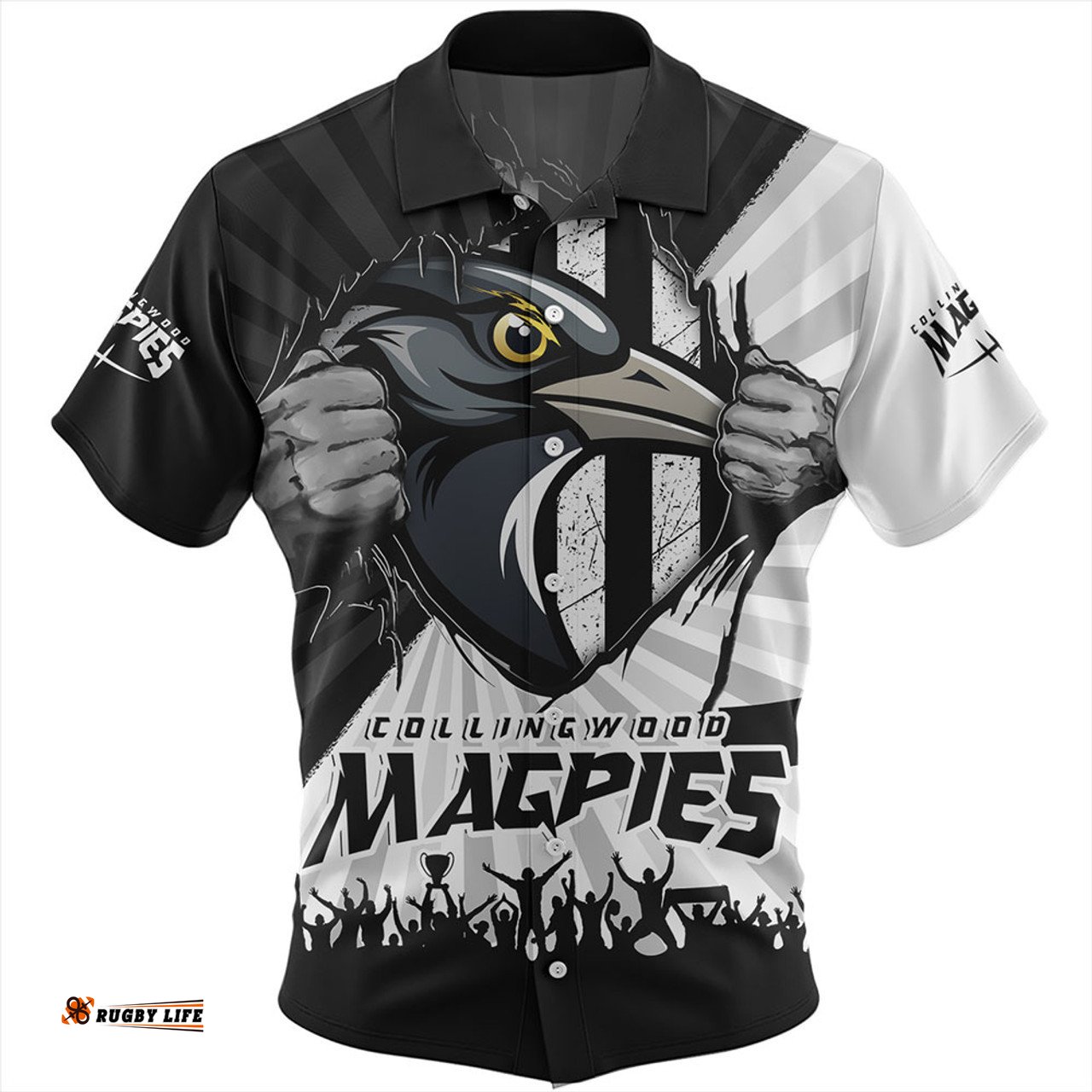 Amazing Aussie Collingwood Breaking Through Fan Design Hawaiian Shirt