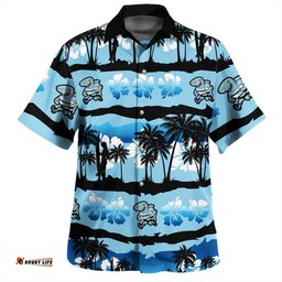 Amazing Aussie Cronulla Sutherland Sharks Tropical Hibiscus and Coconut Trees Hawaiian Shirt