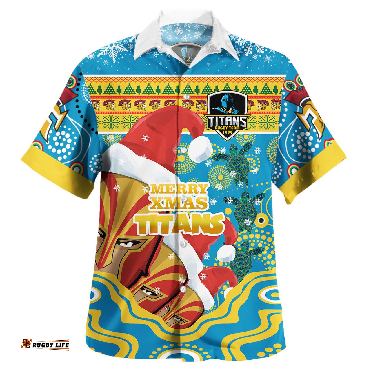 Amazing Aussie Gold Coast Titans Merry Xmas Super Titans Indigenous Hawaiian Shirt