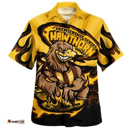 Amazing Aussie Hawthorn Premiership Series Flame Edition Hawaiian Shirt