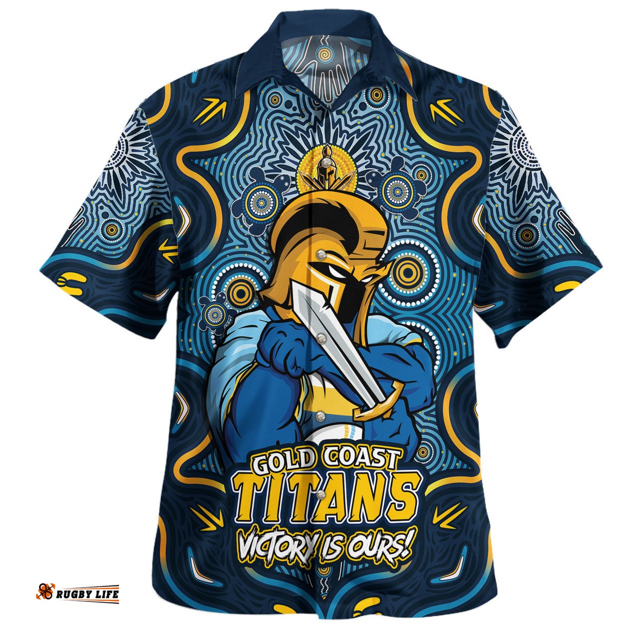 Amazing Aussie Gold Coast Titans Aboriginal Pattern Inspired Victory Is Ours Hawaiian Shirt