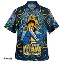 Amazing Aussie Gold Coast Titans Aboriginal Pattern Inspired Victory Is Ours Hawaiian Shirt