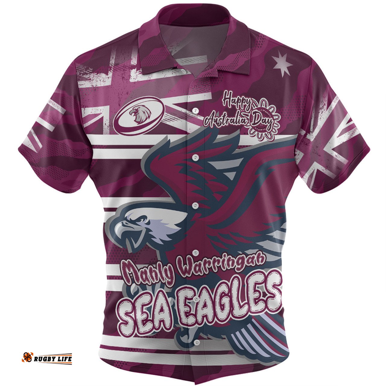 Amazing Aussie Manly Warringah Sea Eagles Happy Australia Day We Are One And Free Hawaiian Shirt