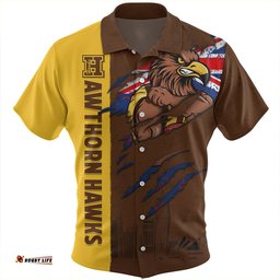 Amazing Aussie Hawthorn Burning Passion Of Power Scratch Style Hawaiian Shirt