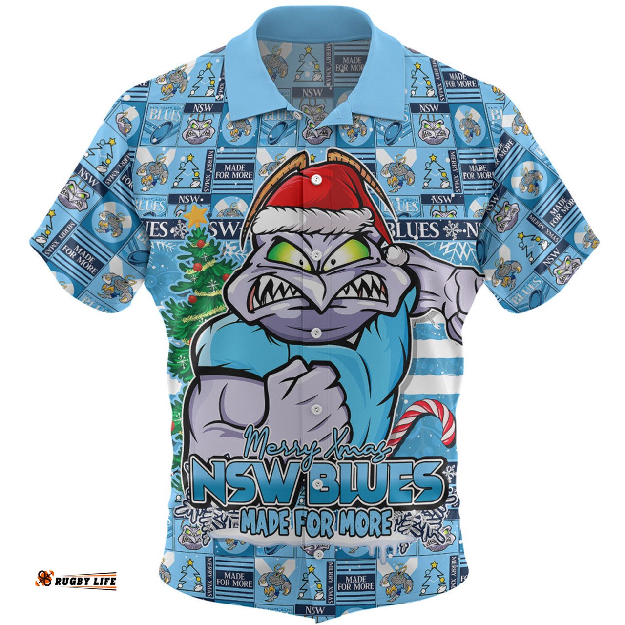 Amazing Aussie New South Wales Blues Merry Ugly Christmas Comic Style Hawaiian Shirt