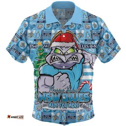 Amazing Aussie New South Wales Blues Merry Ugly Christmas Comic Style Hawaiian Shirt