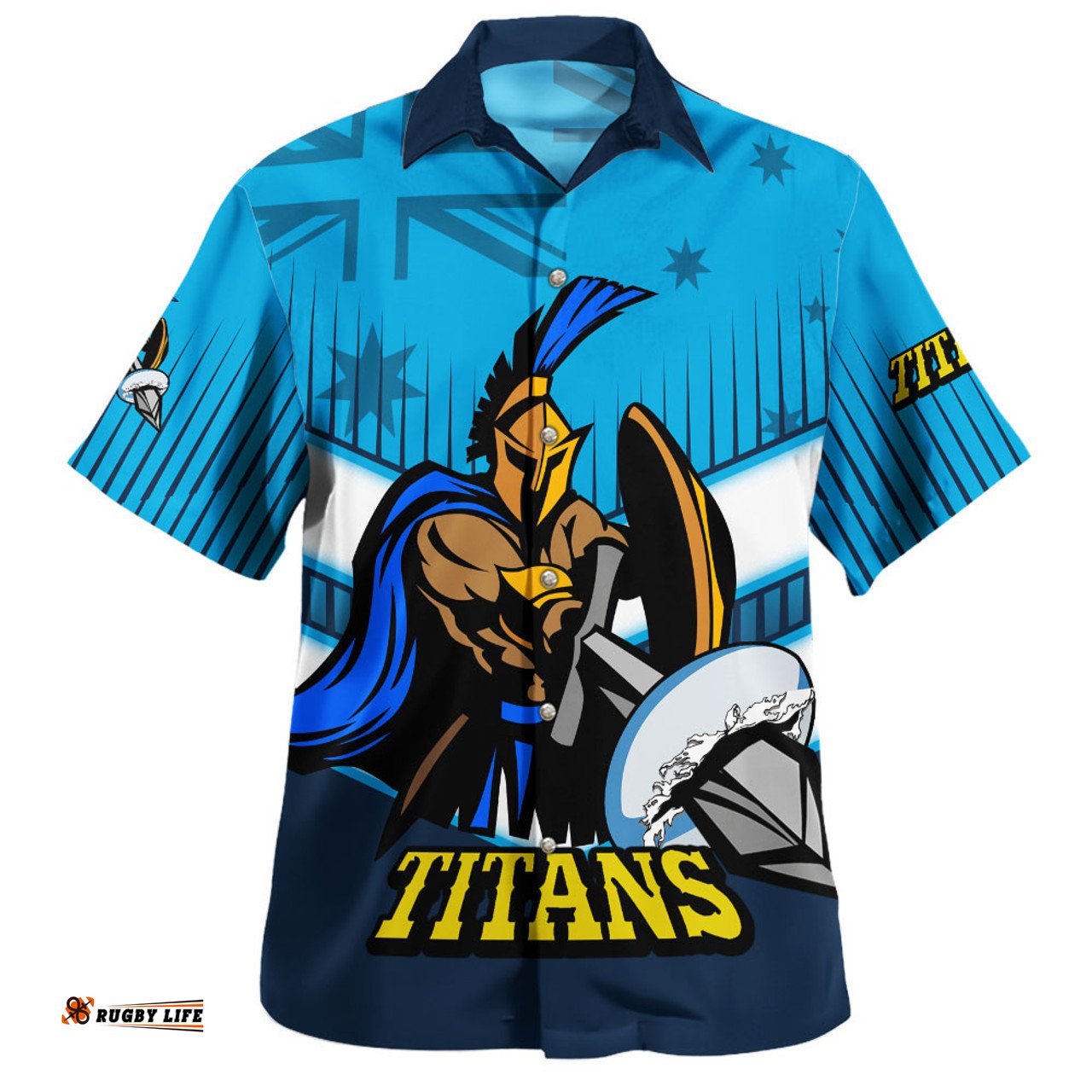 Amazing Aussie Gold Coast Titans Gold Coast Titans Mascot With Australia Flag Hawaiian Shirt