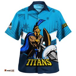 Amazing Aussie Gold Coast Titans Gold Coast Titans Mascot With Australia Flag Hawaiian Shirt