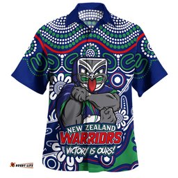Amazing Aussie New Zealand Warriors Aboriginal Inspired Tough Fan Rugby For Life Hawaiian Shirt