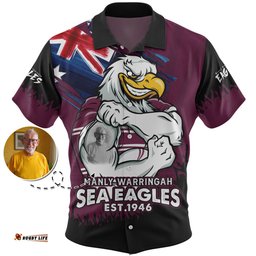 Amazing Aussie Manly Warringah Sea Eagles Heart Of A Fighter Tough And Fearless Hawaiian Shirt