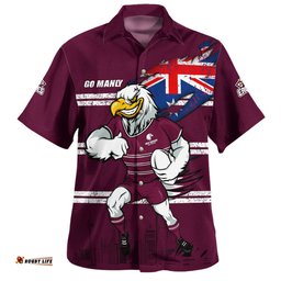 Amazing Aussie Manly Warringah Sea Eagles Custom For Die Hard Fan Australia Flag Scratch Style Hawaiian Shirt