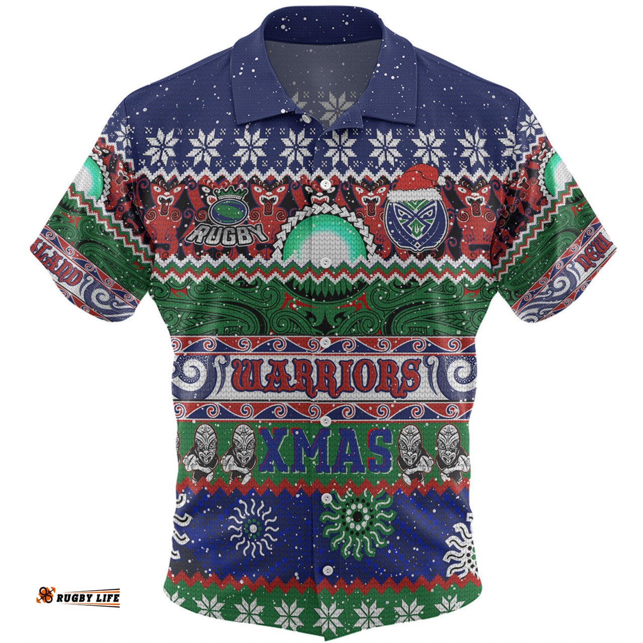 Amazing Aussie New Zealand Warriors Christmas Maori Custom Indigenous Knitted Ugly Xmas Style Hawaiian Shirt