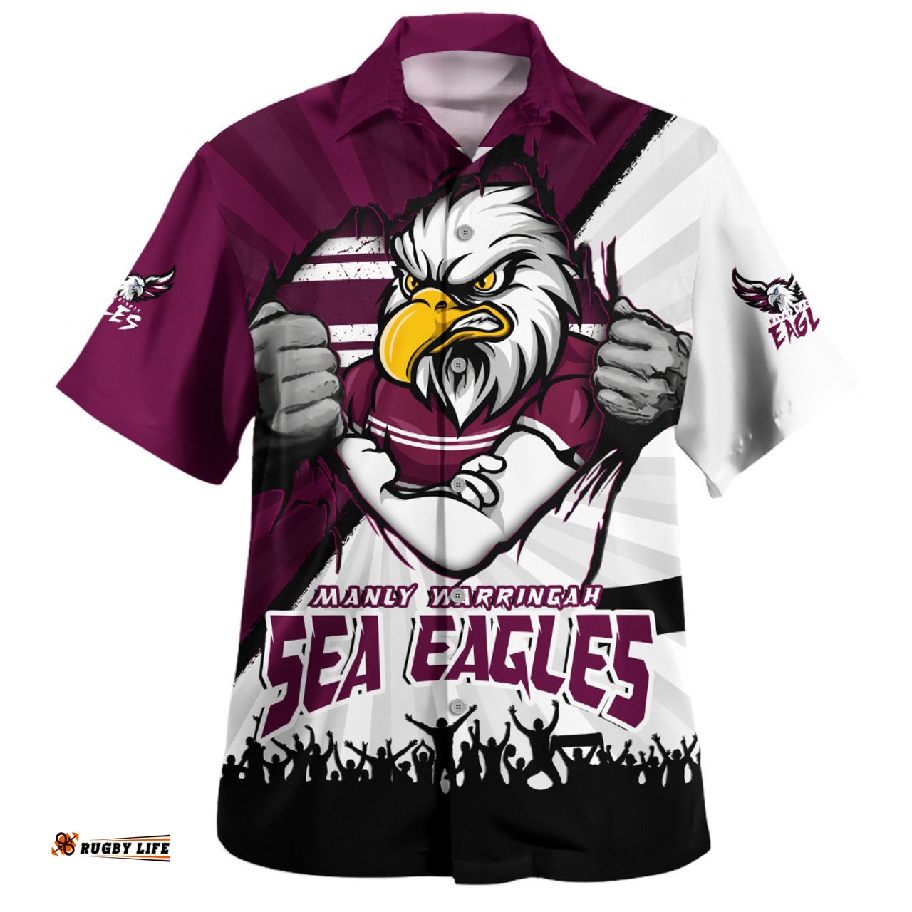 Amazing Aussie Manly Warringah Sea Eagles Fearless Soul Series Hawaiian Shirt