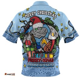 Amazing Aussie New South Wales Cockroaches Christmas Custom Merry Christmas Our Beloved Team With Aboriginal Dot Art Pattern Hawaiian Shirt
