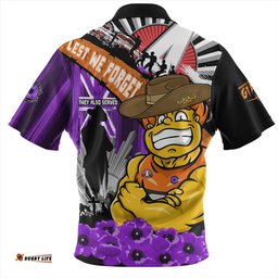 Amazing Aussie GWS GIANTS ANZAC Day Honor Purple Valor And Spirit Hawaiian Shirt