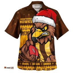 Amazing Aussie Hawthorn Merry Christmas Down Under Footy Power Style Hawaiian Shirt