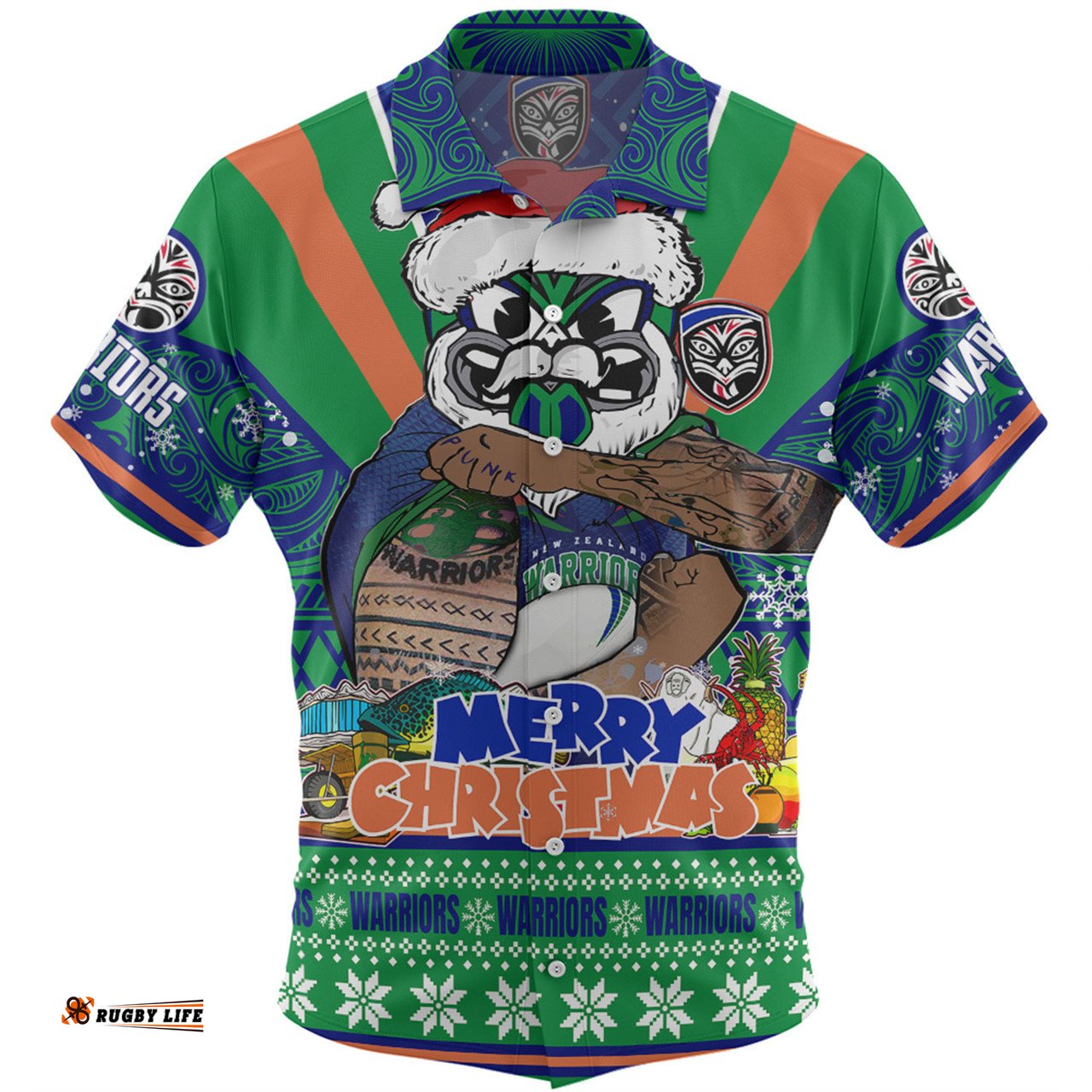 Amazing Aussie New Zealand Warriors Christmas Custom Warriors Santa Aussie Big Things Hawaiian Shirt