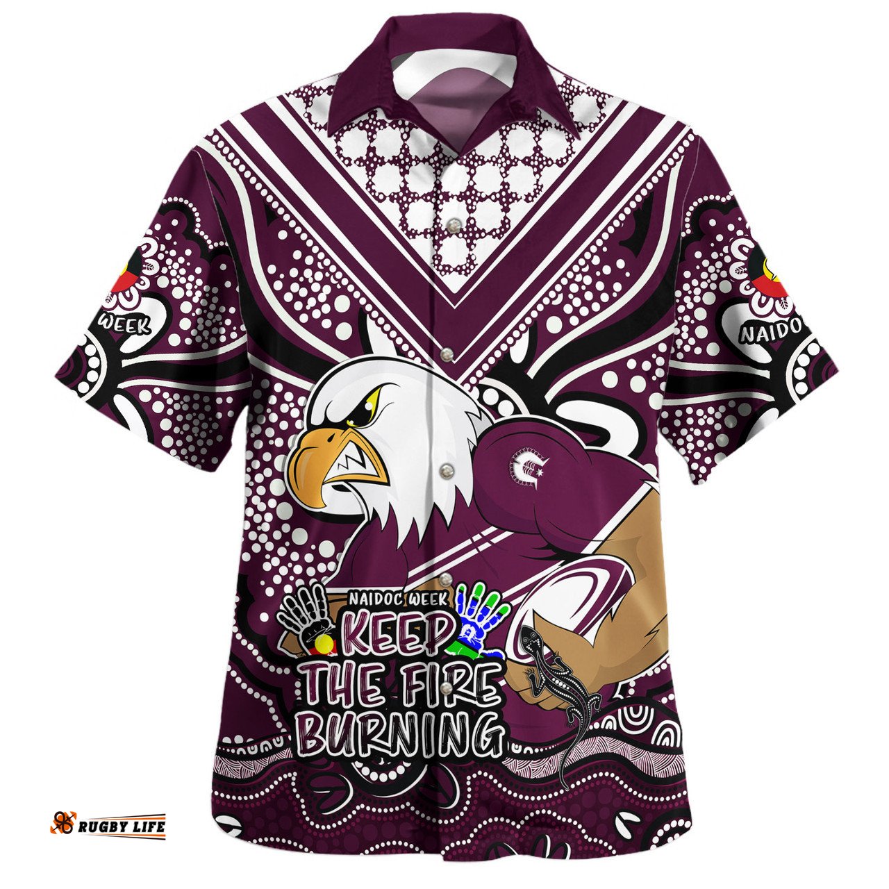 Amazing Aussie Manly Warringah Sea Eagles Aboriginal Inspired Naidoc Week Custom For Die Hard Fan Supporters Hawaiian Shirt