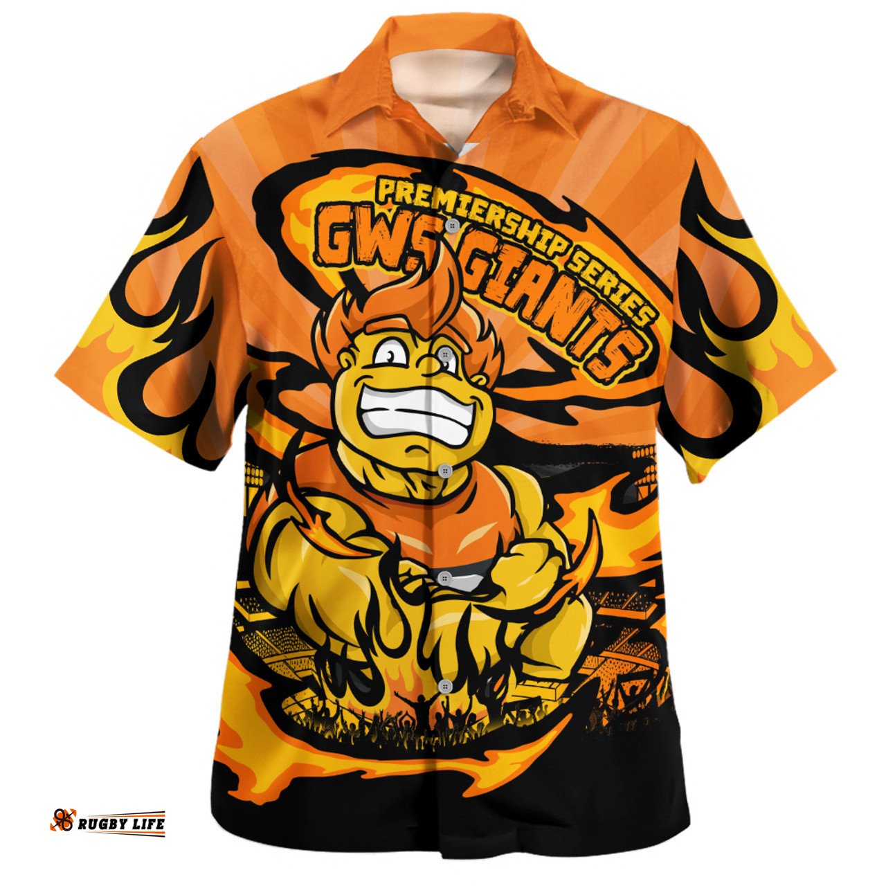 Amazing Aussie GWS GIANTS Premiership Series Flame Edition Hawaiian Shirt