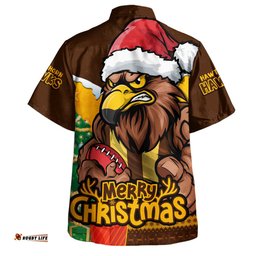 Amazing Aussie Hawthorn Santa Scoring Touchdown On Christmas Game Day Hawaiian Shirt