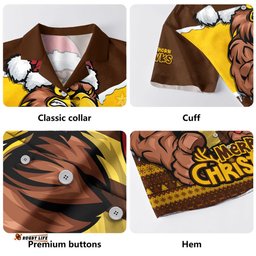Amazing Aussie Hawthorn Santa Scoring Touchdown On Christmas Game Day Hawaiian Shirt