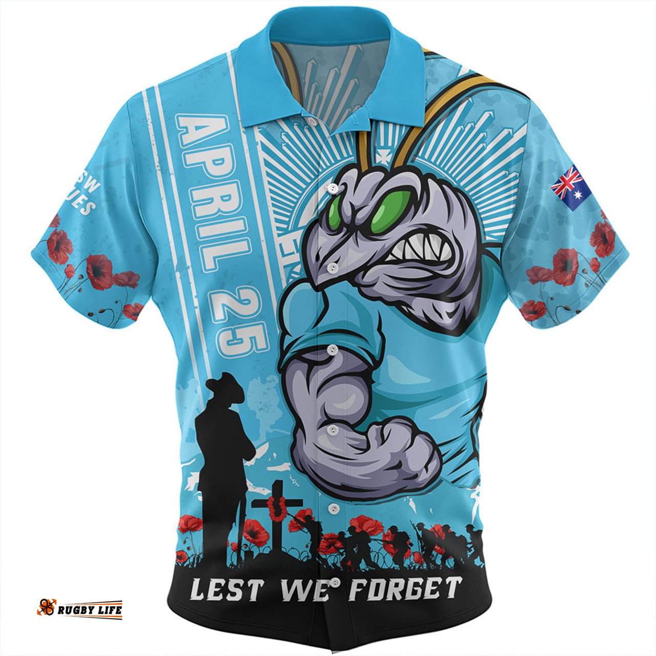 Amazing Aussie New South Wales Blues Anzac Day Lest We Forget Strong Fighting Spirit Hawaiian Shirt