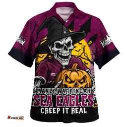 Amazing Aussie Manly Warringah Sea Eagles Dark Moon Rugby Halloween Battle Edition Hawaiian Shirt