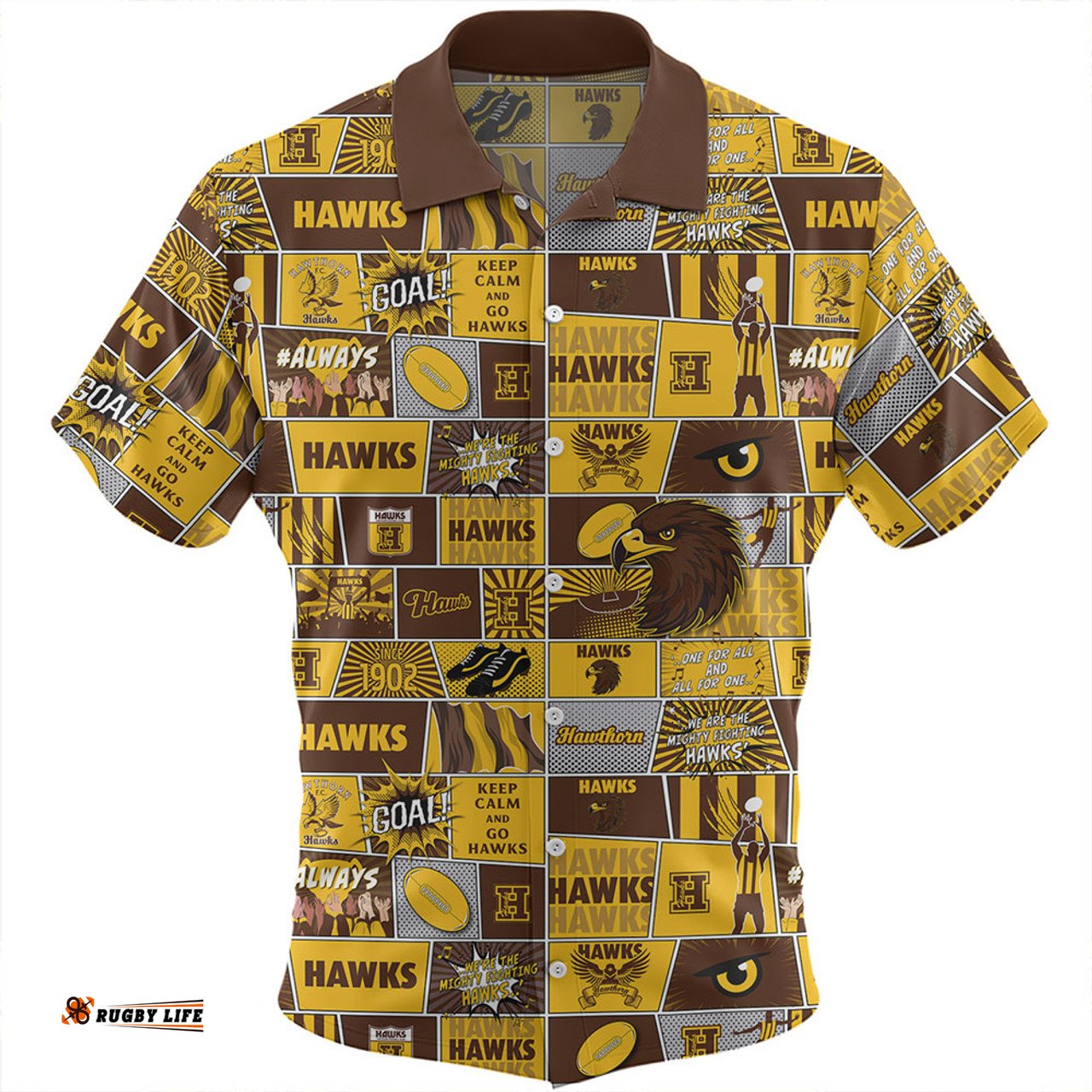 Amazing Aussie Hawthorn Legacy Of The Pride Comic Style Hawaiian Shirt