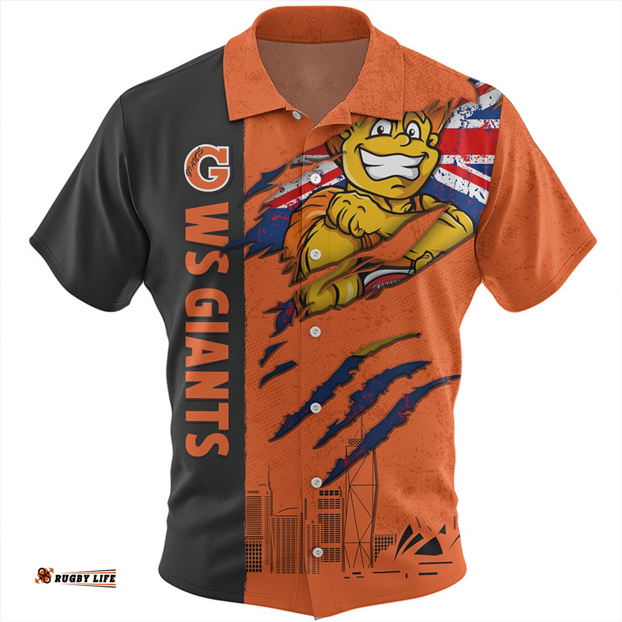 Amazing Aussie GWS GIANTS Burning Passion Of Power Scratch Style Hawaiian Shirt