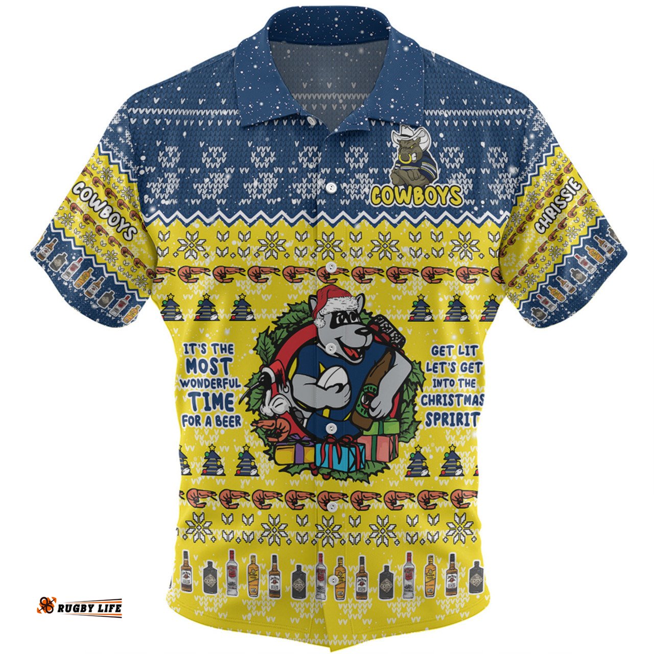 Amazing Aussie North Queensland Cowboys Christmas Custom Chrissie Spirit Hawaiian Shirt
