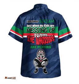 Amazing Aussie New Zealand Warriors Father's Day Screaming Dad and Crazy Fan Hawaiian Shirt