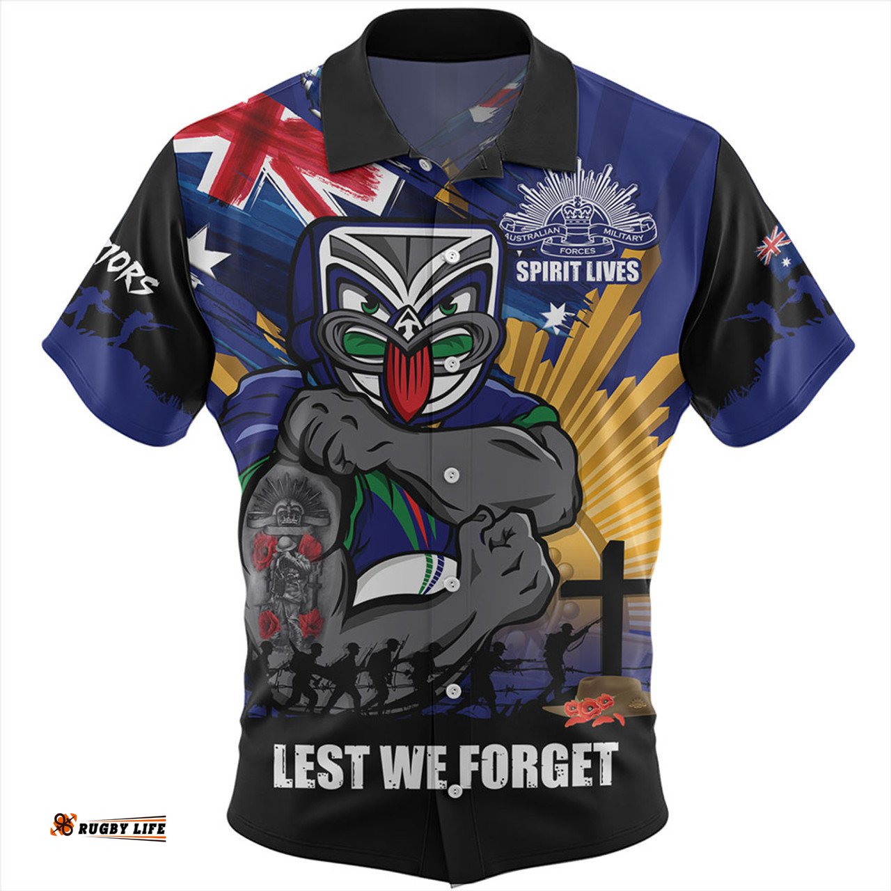 Amazing Aussie New Zealand Warriors Fearless ANZAC Defender Hawaiian Shirt