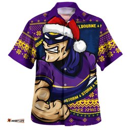 Amazing Aussie Melbourne Storm Ugly Knit Style For Christmas Game Fans Hawaiian Shirt