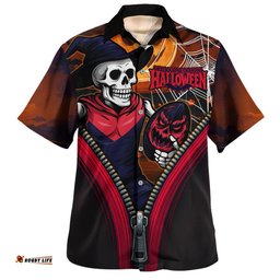 Amazing Aussie Melbourne Halloween Night Reaper Zipper Hawaiian Shirt