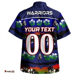 Amazing Aussie New Zealand Warriors Sport Tropical Hibiscus and Coconut Trees Hawaiian Shirt