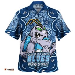 Amazing Aussie New South Wales Blues Aboriginal Pattern Inspired Victory Is Ours Hawaiian Shirt