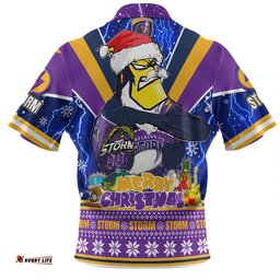 Amazing Aussie Melbourne Storm Christmas Custom Storm Man Santa Claus Aussie Big Things Hawaiian Shirt